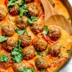 Thai Meatballs In Coconut Curry Sauce | foodiecrush.com #meatballs #turkey #healthy #recipe #curry #coconut #baked #easy #recipes #homemade