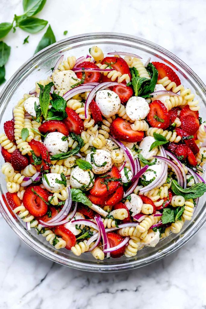 Strawberry Caprese Pasta Salad | foodiecrush.co
