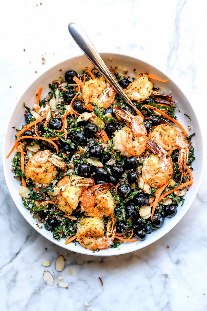 Kale Salad with Quinoa and Shrimp | foodiecrush.com