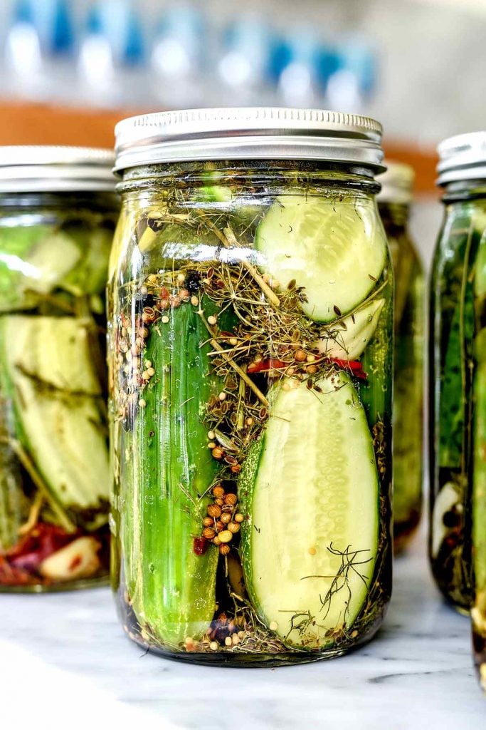 Spicy Garlic Dill Pickles | foodiecrush.com