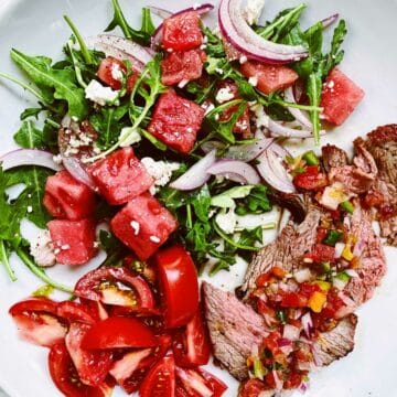 Grilled Steak With Watermelon and Feta Salad | foodiecrush.com