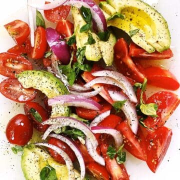 Tomato avocado salad foodiecrush.com