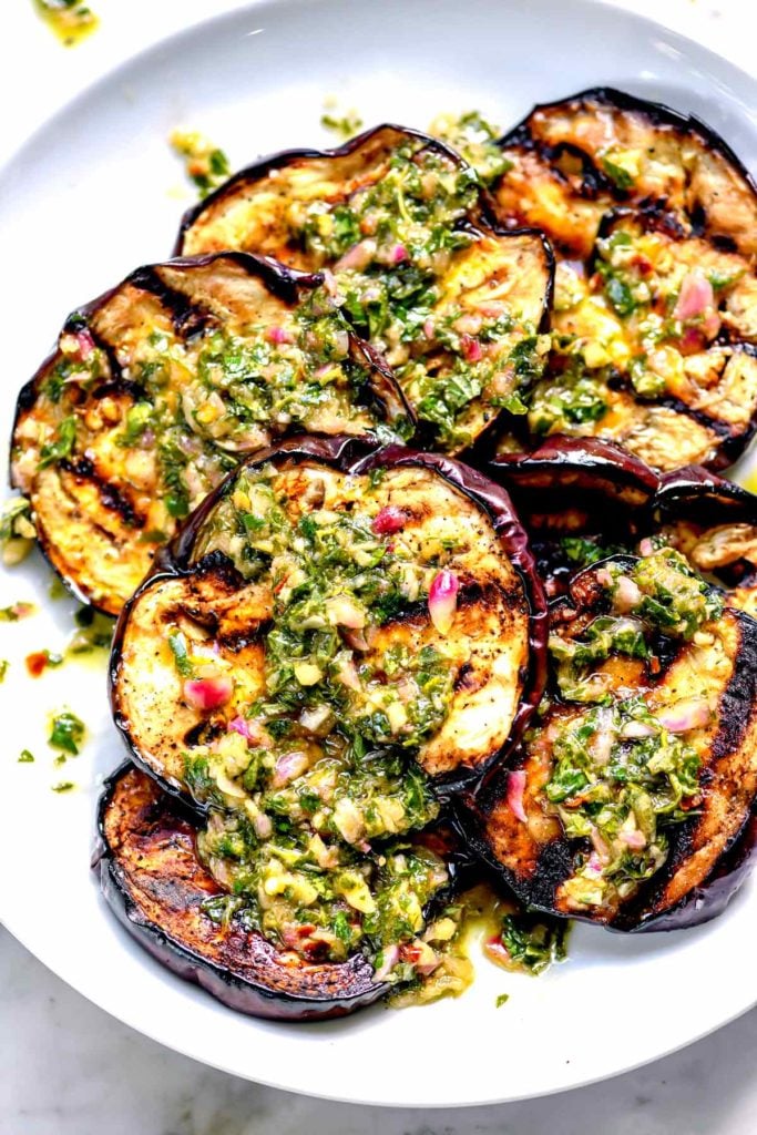 Grilled Eggplant with Chimichurri | foodiecrush.com