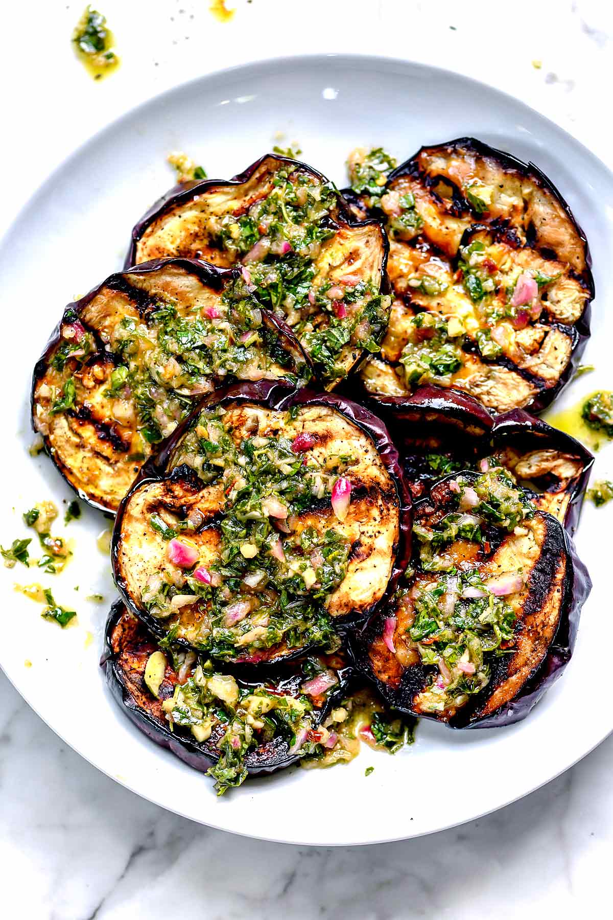 Grilled Eggplant with Chimichurri from foodiecrush.com on foodiecrush.com