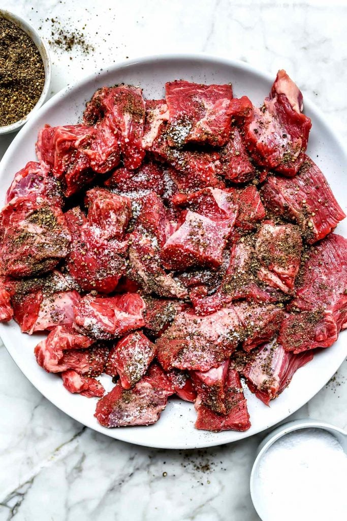 Beef cut into chunks | foodiecrush.com