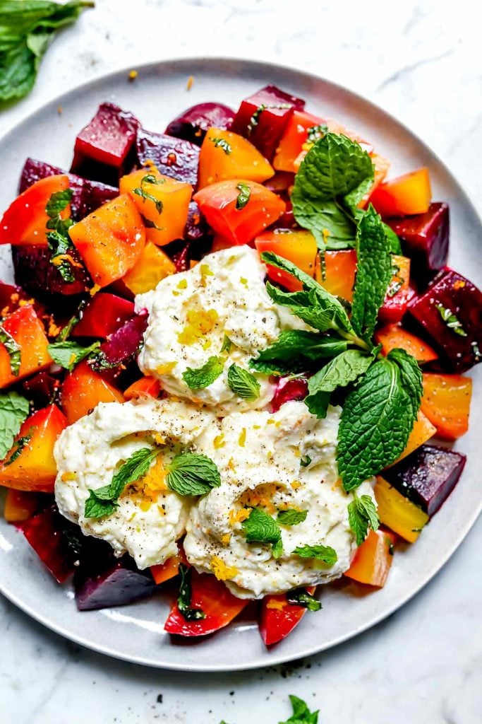 Roasted Beet and Ricotta Salad from foodiecrush.com on foodiecrush.com