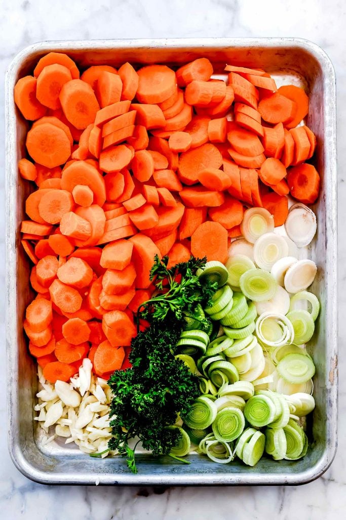 Sliced Carrots, Leeks and Garlic | foodiecrush.com