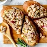 Open Face Mediterranean Tuna and White Bean Toasts | foodiecrush.com