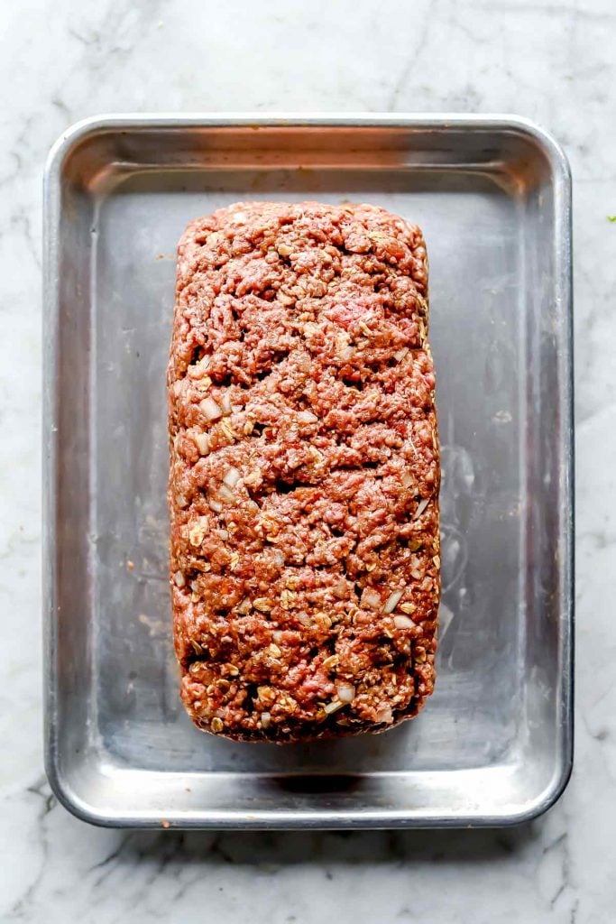 Meatloaf on baking sheet foodiecrush.com