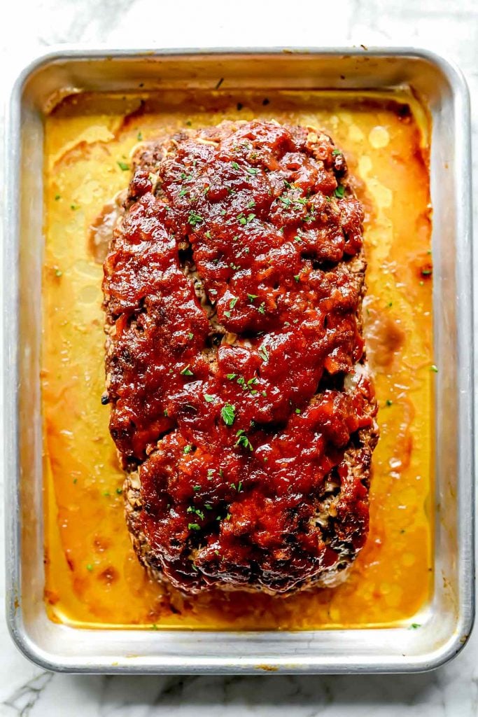 Meatloaf with Oats on baking sheet foodiecrush.com