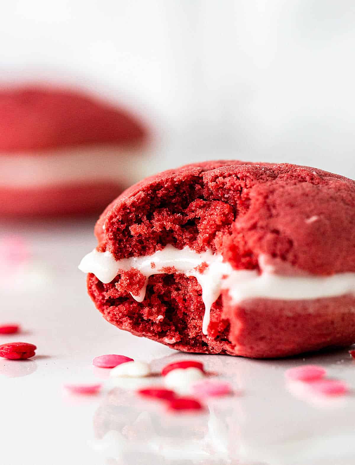 Red Velvet Whoopie Pies from Vintage Kitchen on foodiecrush.com
