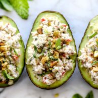 Crab Salad Stuffed Avocados - foodiecrush.com