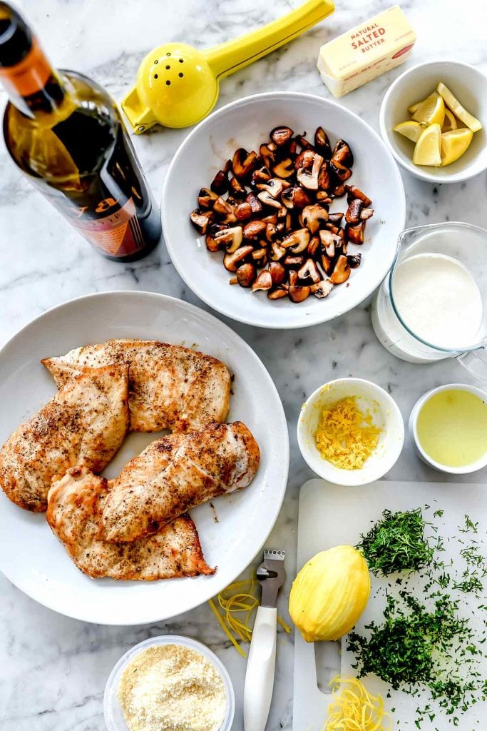 Creamy Lemon Chicken Breasts with Mushrooms ingredients foodiecrush.com