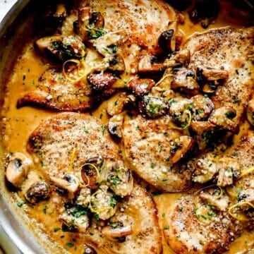 Creamy Lemon Chicken Breasts with Mushrooms foodiecrush.com