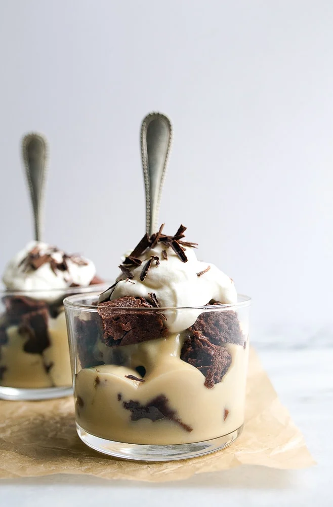 Irish Cream Brownie Trifles from dessertfortwo.com on foodiecrush.com