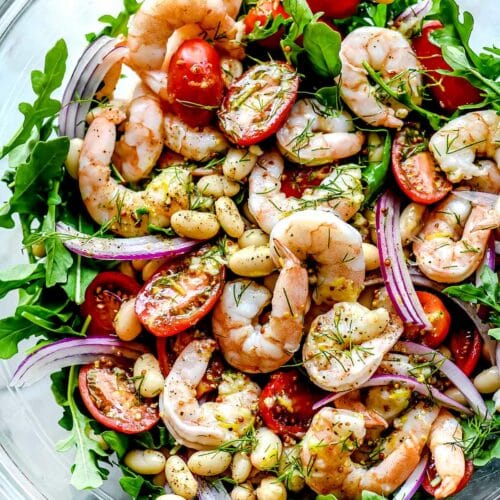 Mediterranean Shrimp Salad With Cannellini Beans - foodiecrush.com