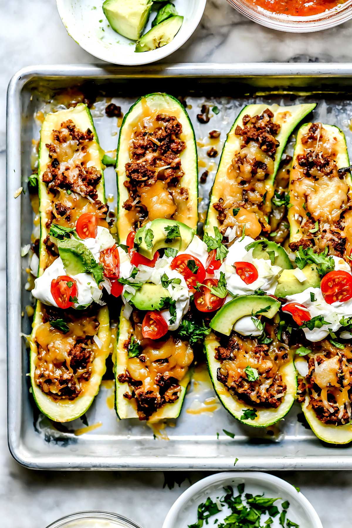 Taco Stuffed Zucchini Boats from foodiecrush.com on foodiecrush.com