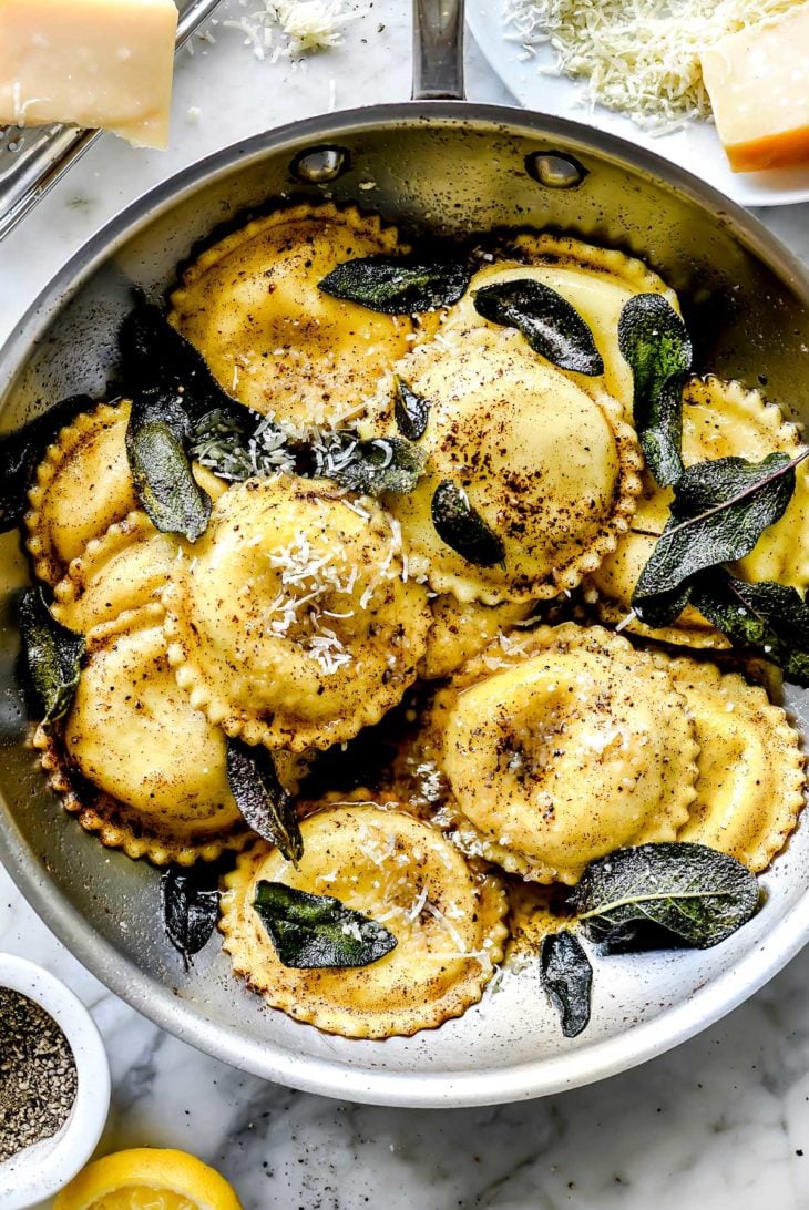 Ravioli with Browned Butter and Crispy Sage foodiecrush.com