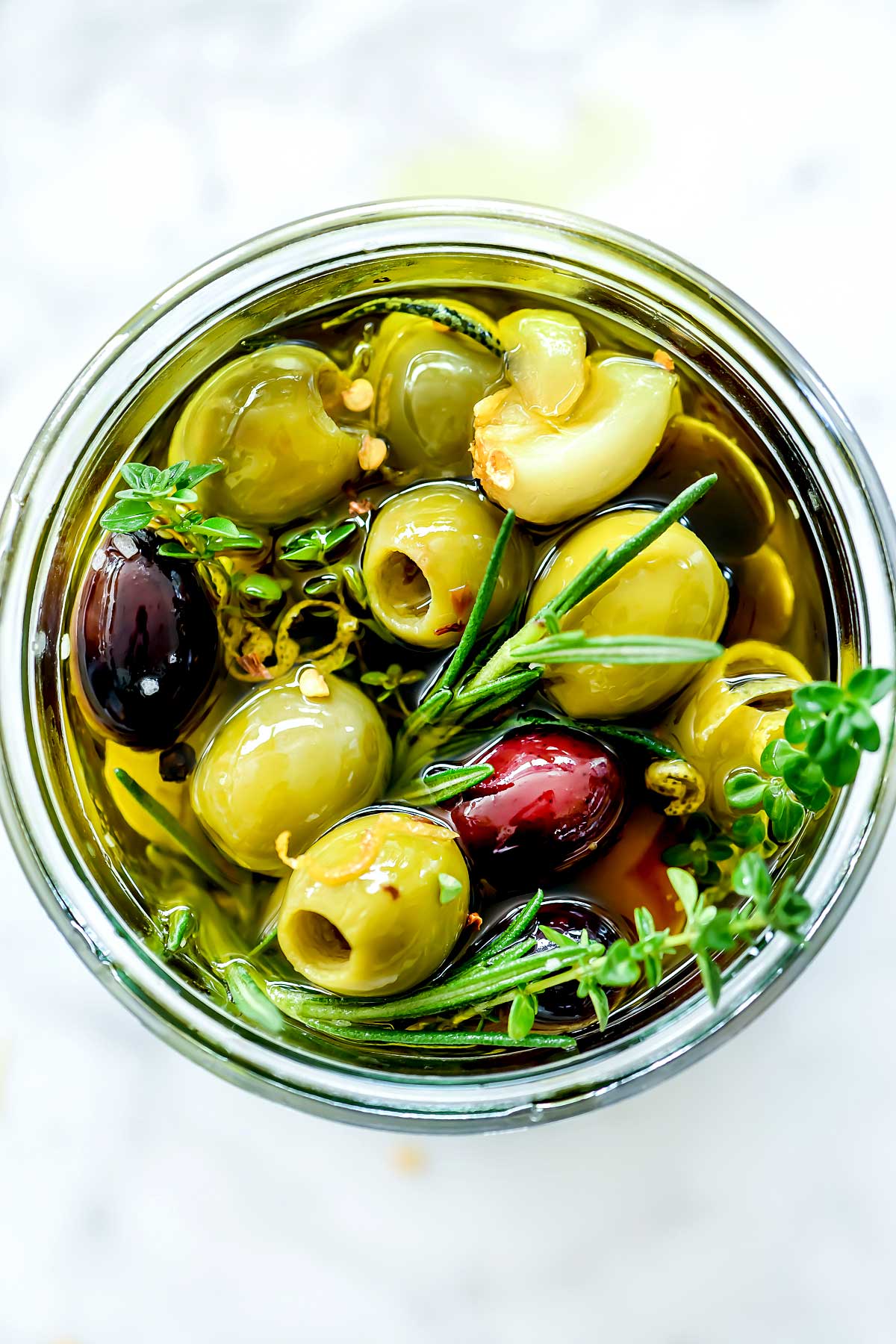 Herb and Garlic Marinated Olives - Easy Appetizer Recipe