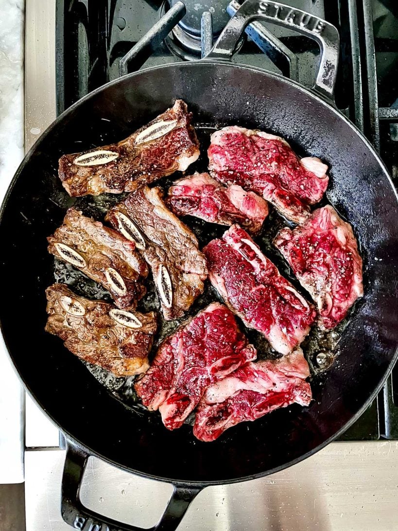 Red Wine Braised Short Ribs 4 Braised Short Ribs on the stove foodiecrush.com
