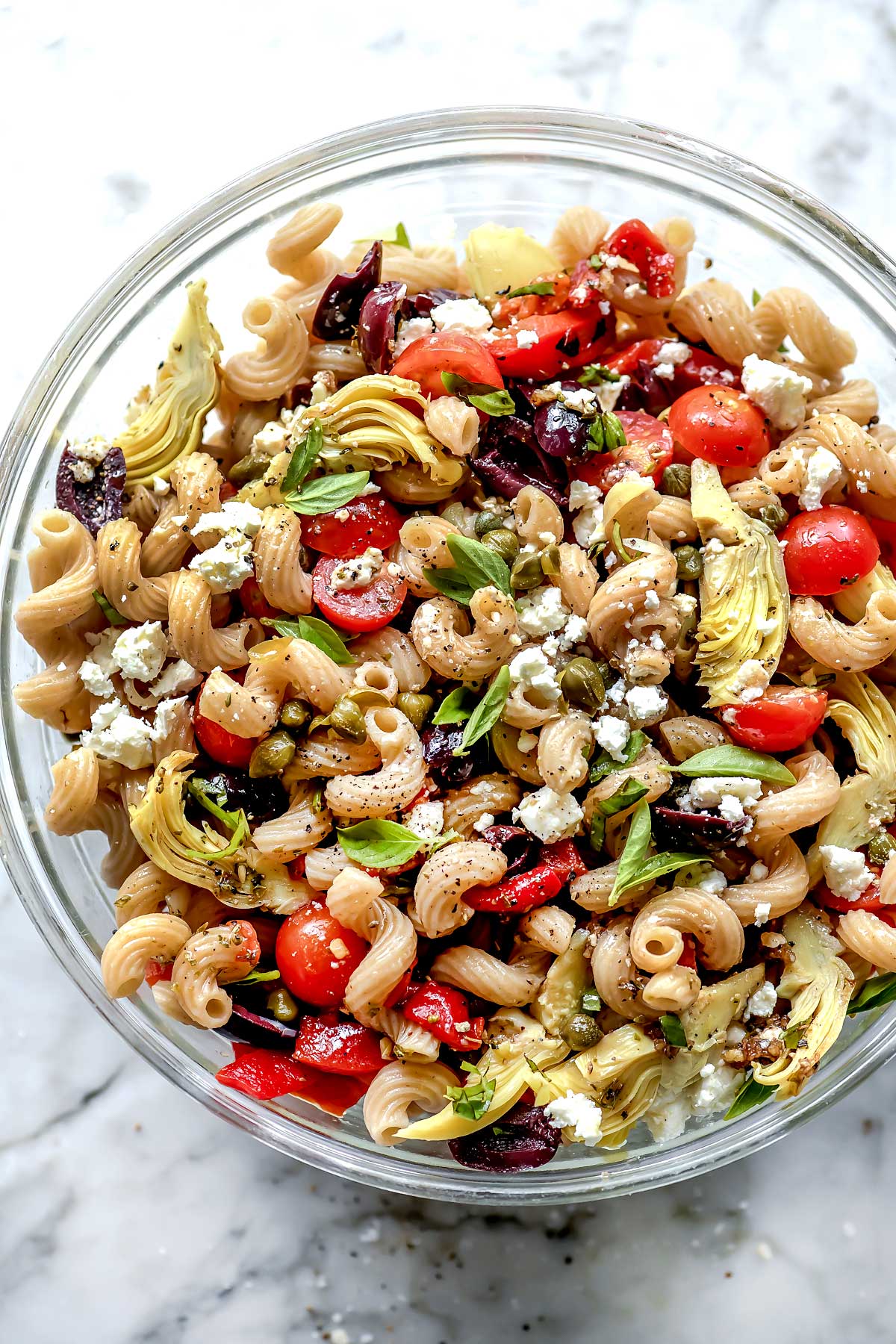 Greek Pasta Salad with Whole Wheat Noodles