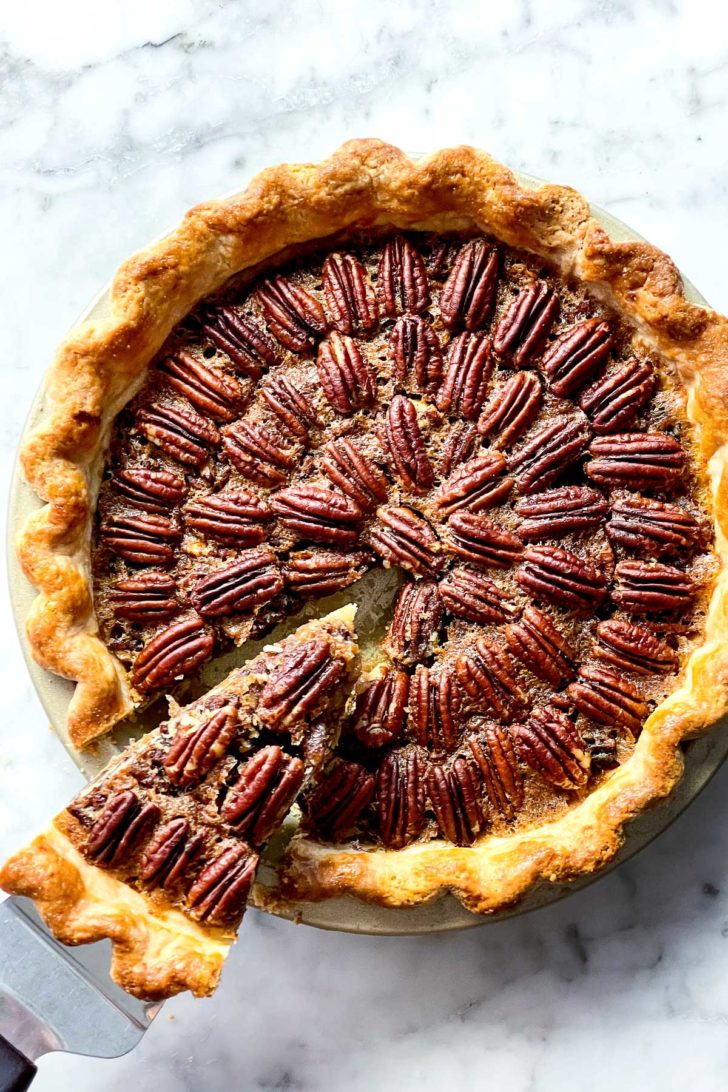 The BEST Pecan Pie with slice foodiecrush.com