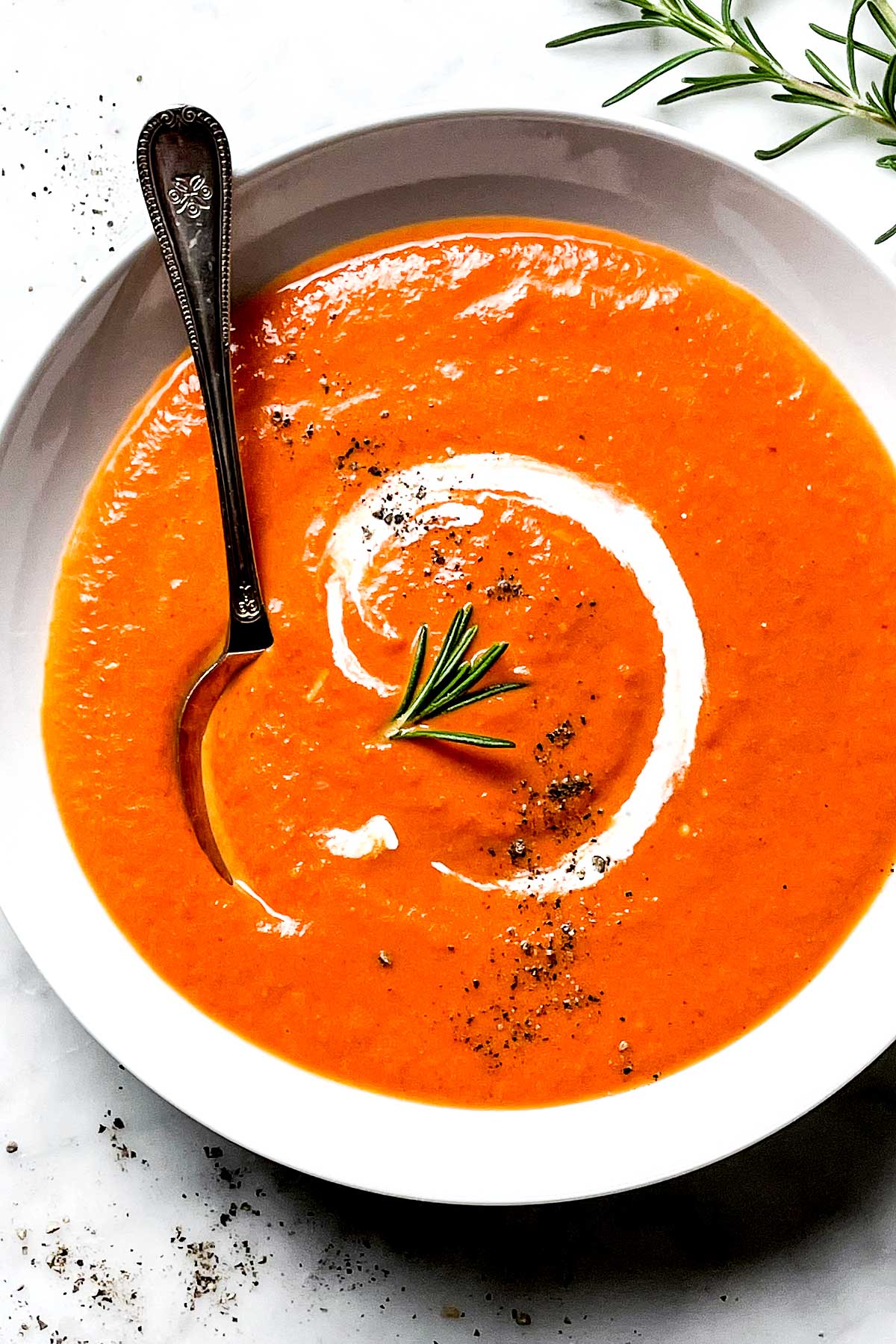 Tomato and Roasted Red Pepper Soup | foodiecrush.com
