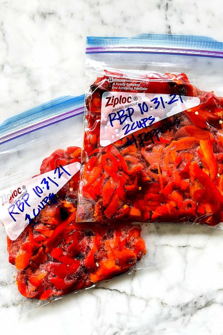 Roasted Red Peppers in freezer bags foodiecrush.com