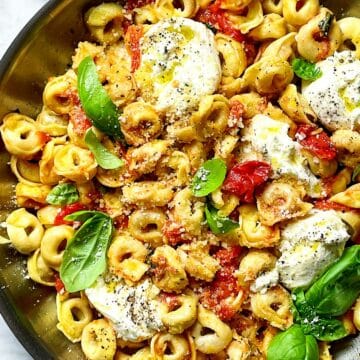 Tortellini Pomodoro with Burrata foodiecrush.com