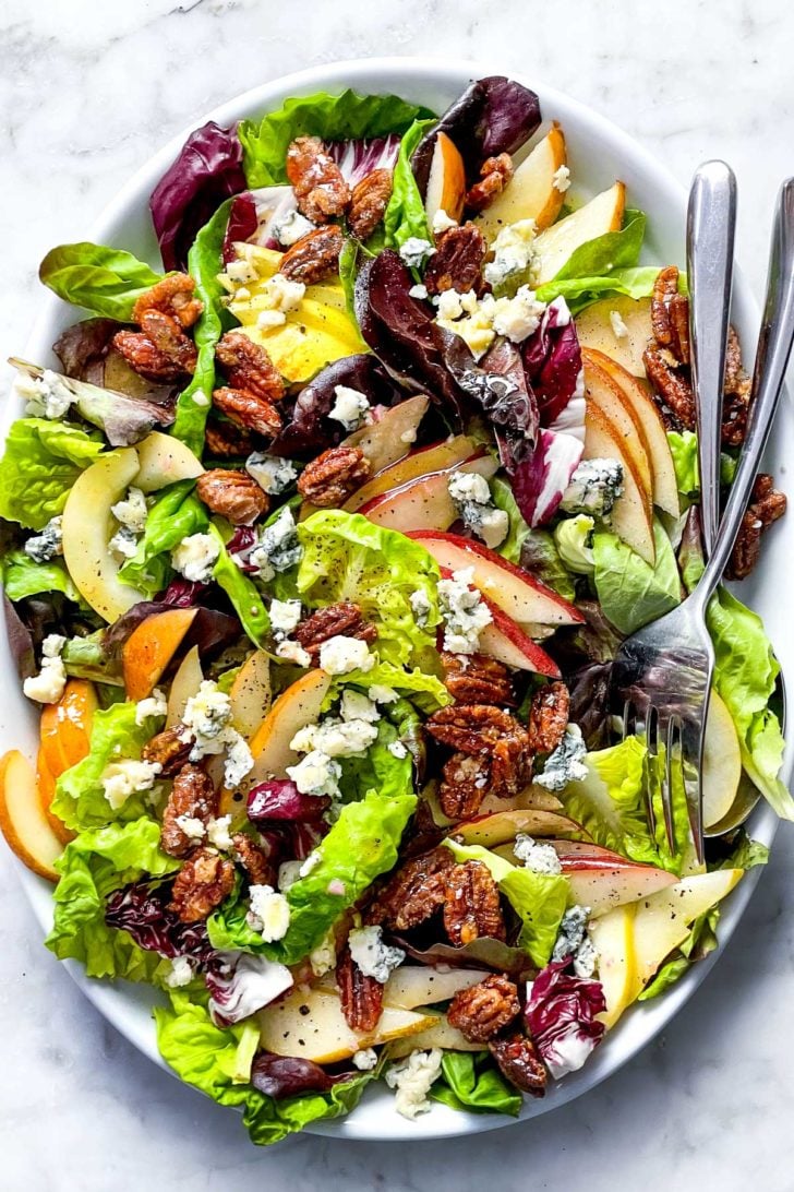 Pear and Gorgonzola Salad with Pecans foodiecrush.com