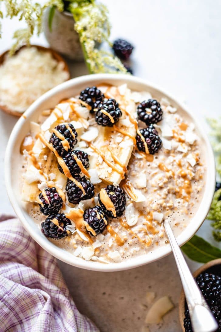 Overnight Steel Cut Oats from twospoons.ca on foodiecrush.com