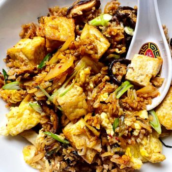 Kimchi Fried Rice with spoon foodiecrush.com