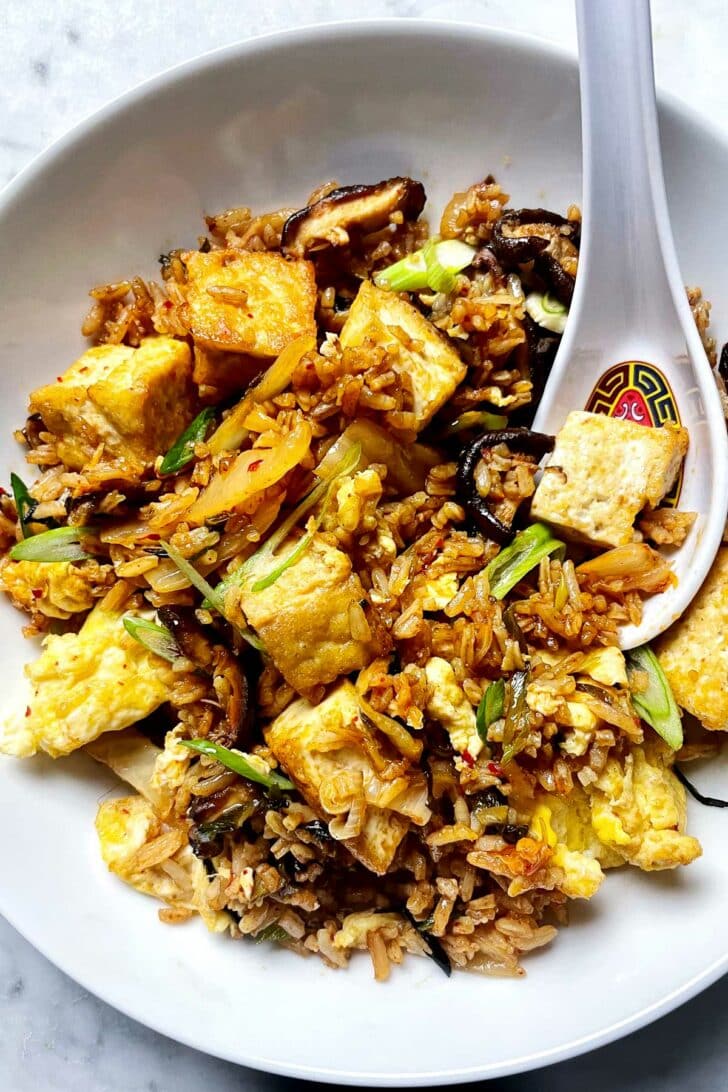 Kimchi Fried Rice with spoon foodiecrush.com