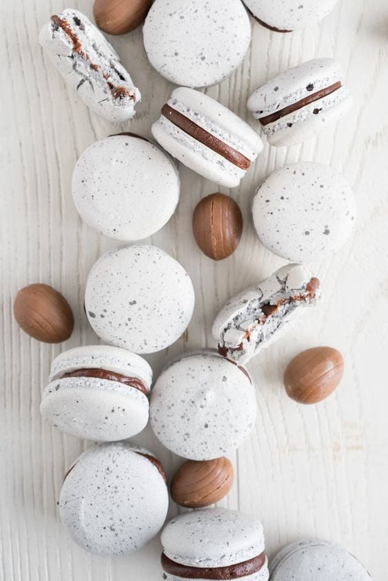 Creme Egg Macarons from cloudykitchen.com on foodiecrush.com