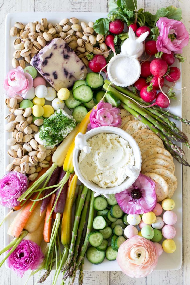 Easter Cheese and Crudites Board from freutcake.com on foodiecrush.com