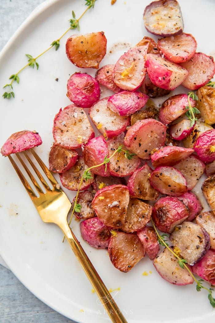 Roasted Radishes with Browned Butter and Garlic from 40aprons.com on foodiecrush.com