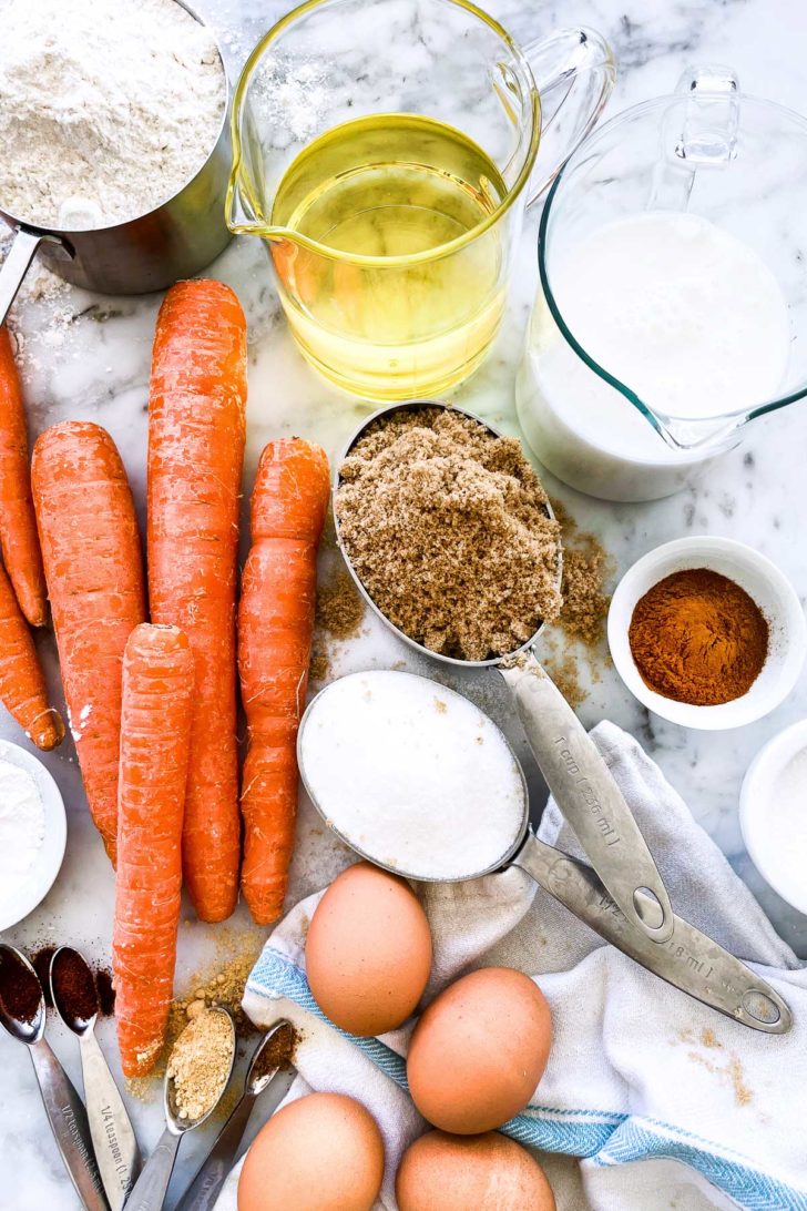 Ingredients for The BEST Carrot Cake foodiecrush.com