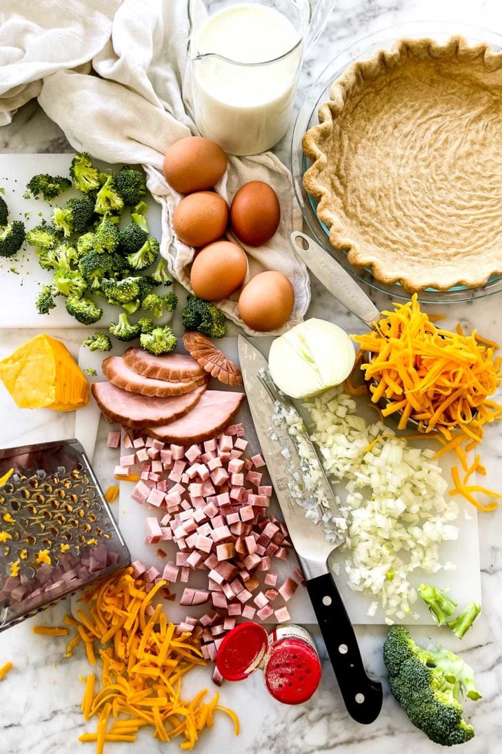 Ham and Broccoli Quiche Ingredients foodiecrush.com