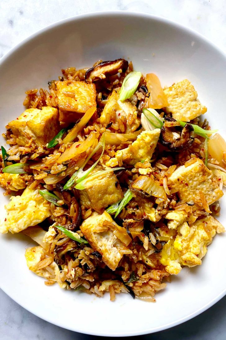 Kimchi Fried Rice in bowl foodiecrush.com