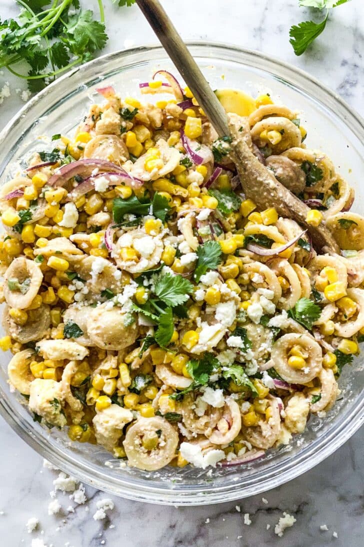 Mexican Corn Pasta Salad foodiecrush.com