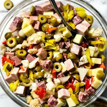 Antipasto Salad in bowl foodiecrush.com