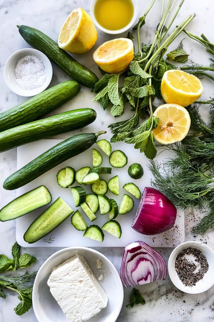 Cucumber and Feta Salad ingredients foodiecrush.com