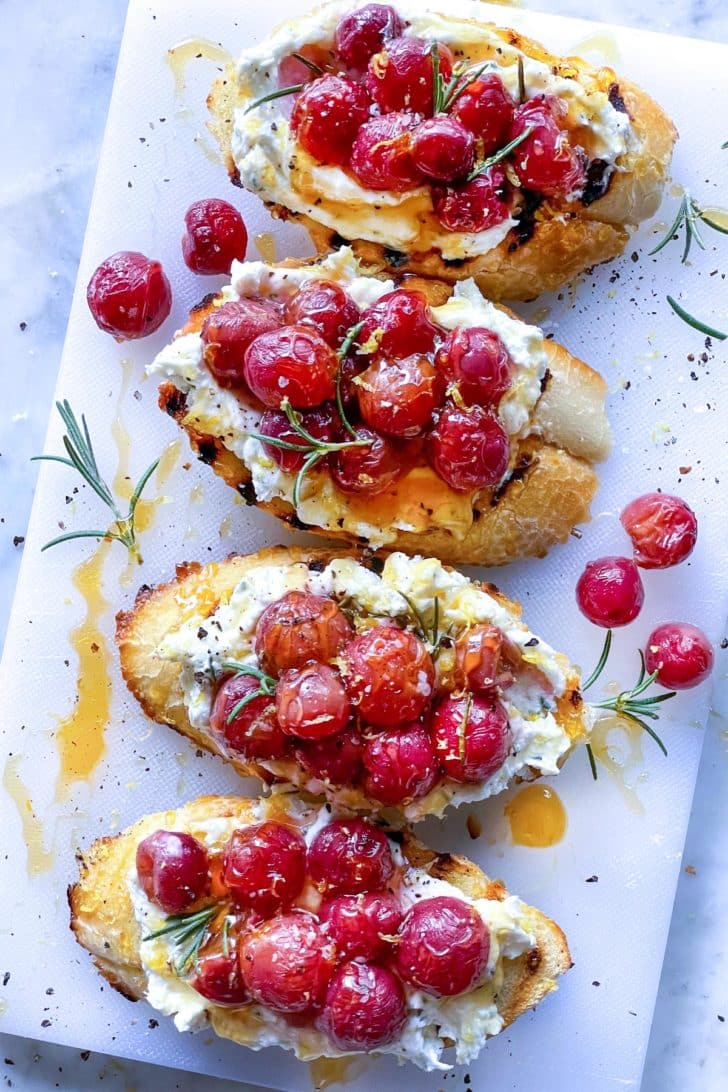Roasted Grape and Whipped Goat Cheese Crostini foodiecrush.com