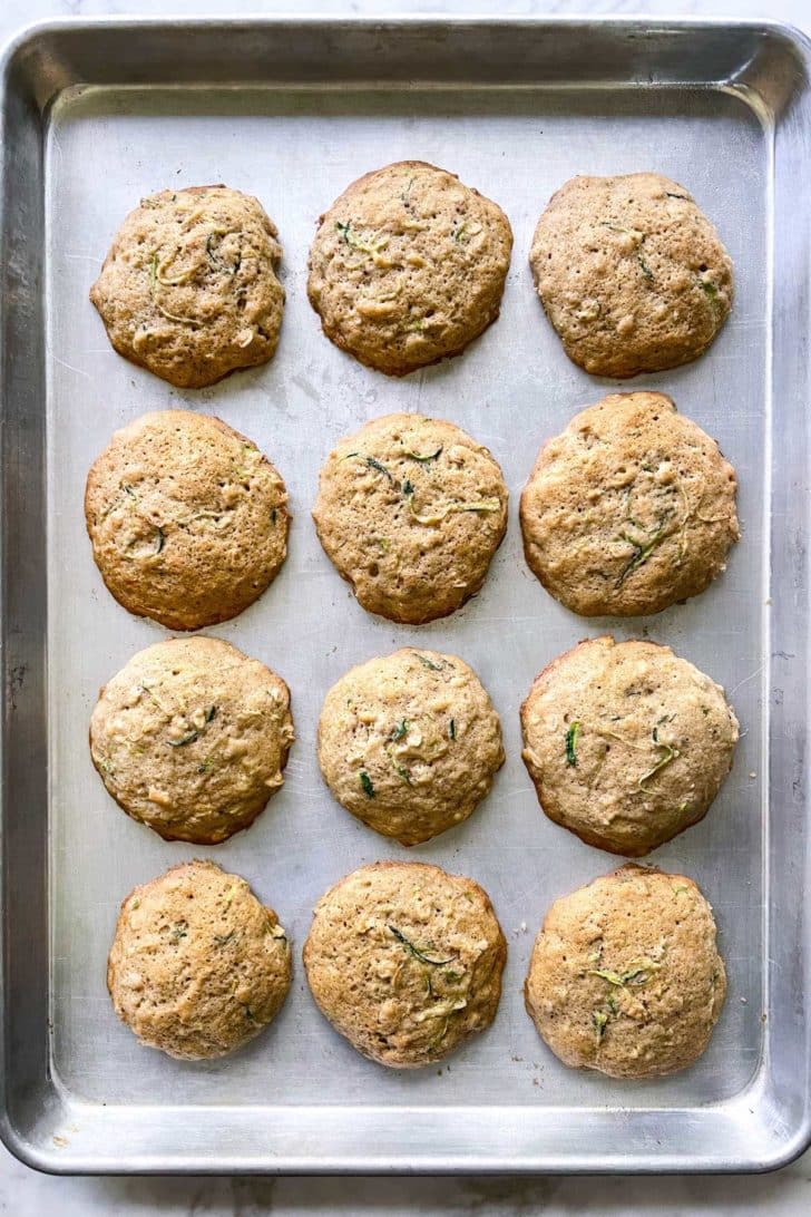 Zucchini Cookies on baking sheet foodiecrush.com