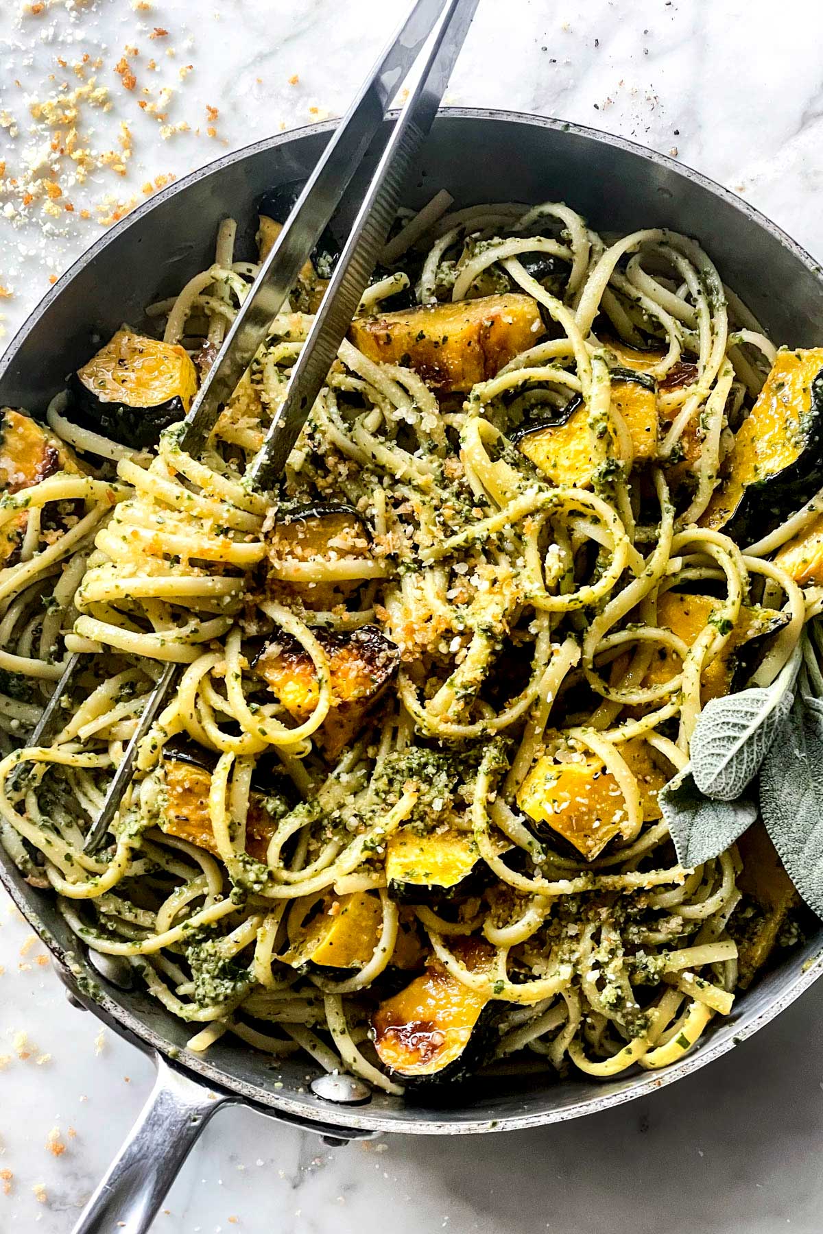 Pasta Kale Pesto and Acorn Squash foodiecrush.com