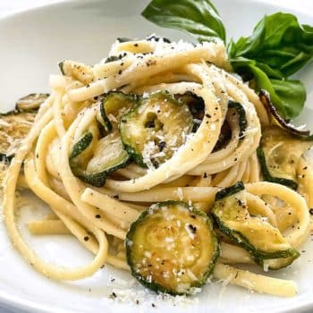 Stanley Tucci Zucchini Pasta on plate foodiecrush.com