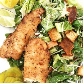 Fried Fish Caesar Salad foodiecrush.com