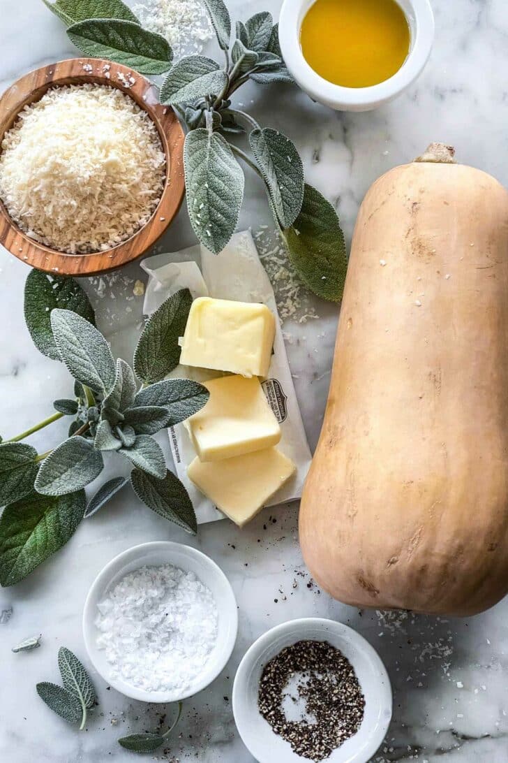 Butternut Squash with Sage and Parmesan Cheese ingredients foodiecrush.com