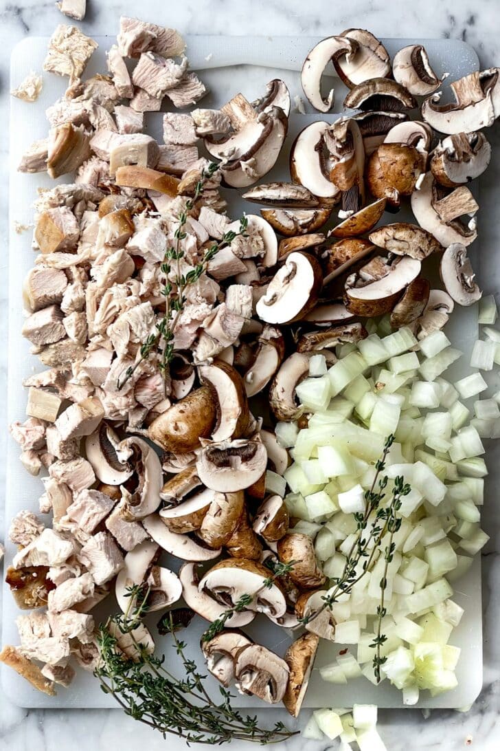 Turkey Tetrazzini Casserole ingredients foodiecrush.com