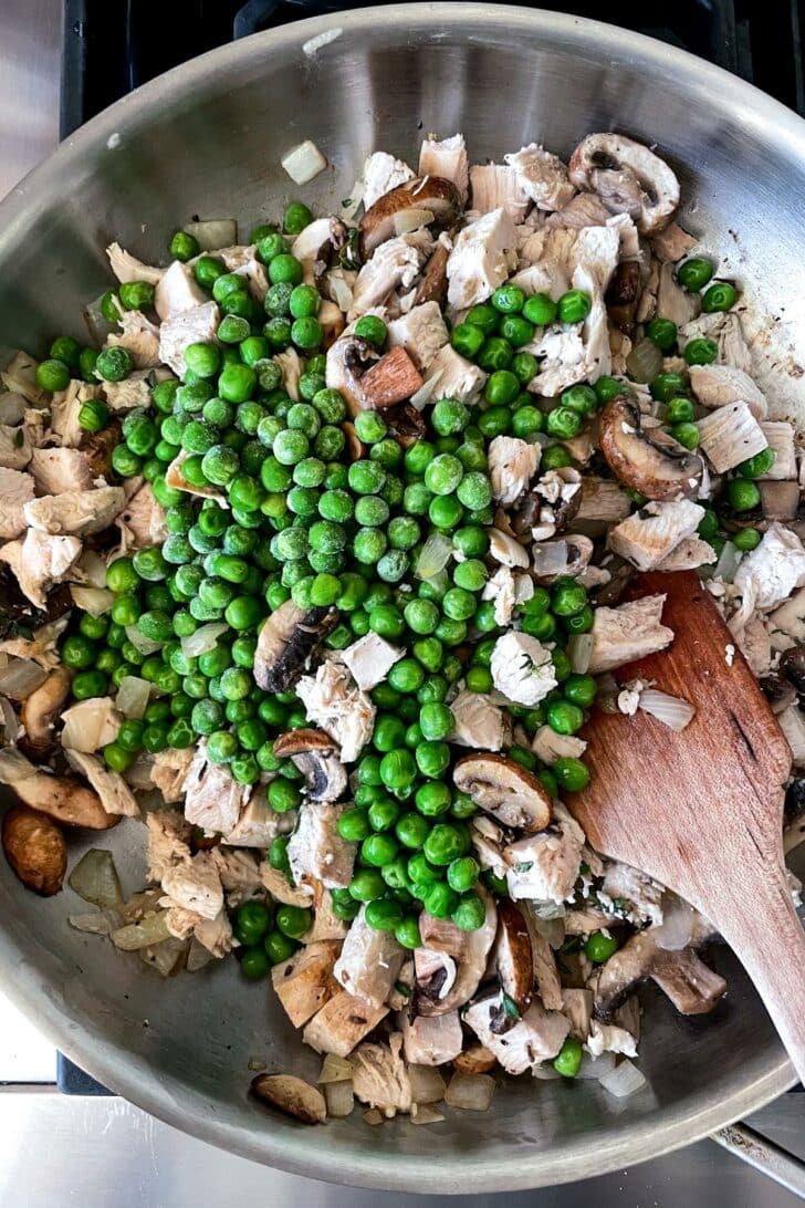 Sauteed mushrooms and onion turkey peas foodiecrush.com